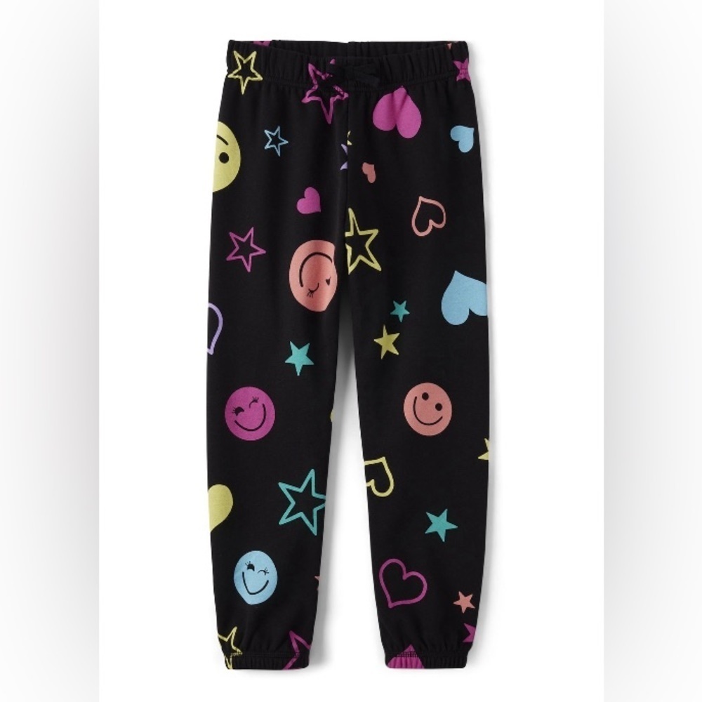The Children’s Place - NEW-Girls Rainbow Icon French Terry Jogger Pants - Black
